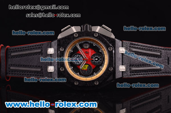 Audemars Piguet Ruben Baracello Grand Prix Limited Edition Swiss Valjoux 7750 Automatic PVD Case with Red Dial and Black Leather Strap - 1:1 Original - Click Image to Close